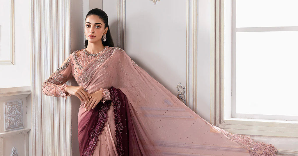 Embroidered Chiffon Saree | BD-3001