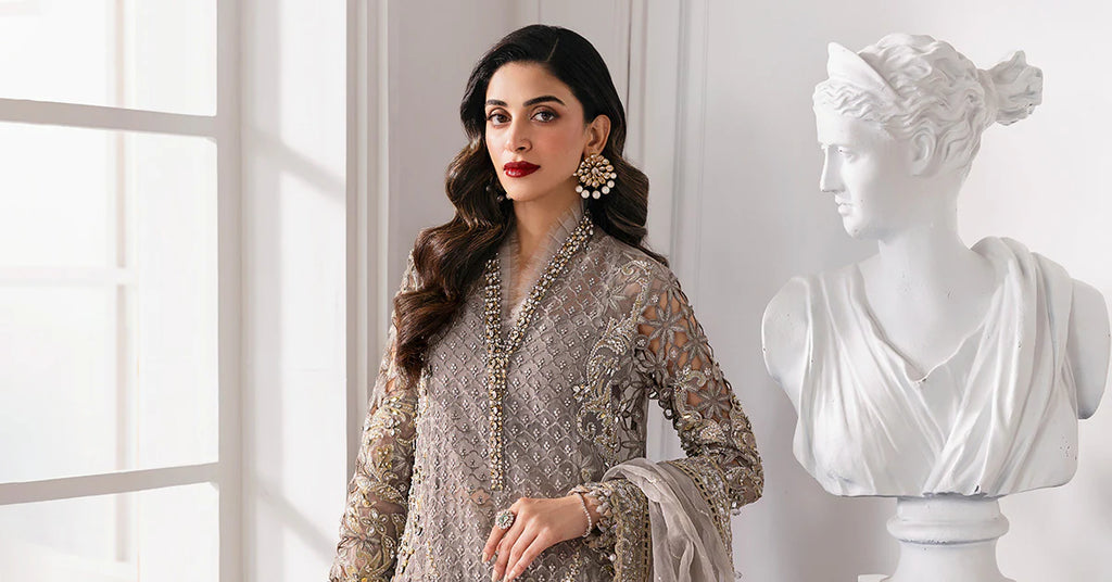 Embroidered Organza Suit | BD-3006