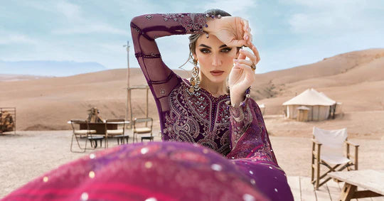 Embroidered Net Suit | D-2507-B