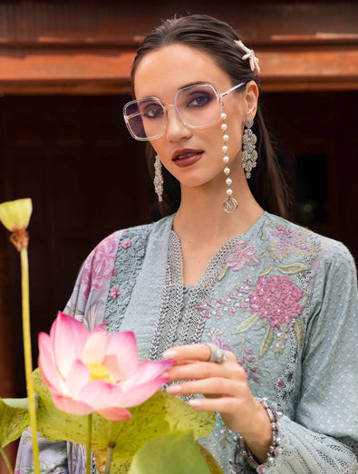 MARIA B- Embroidered Twill Linen Suit MPT-2802-A