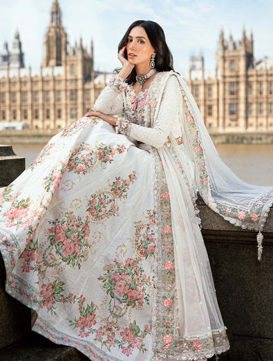 Maria B- Embroidered Raw Silk Suit