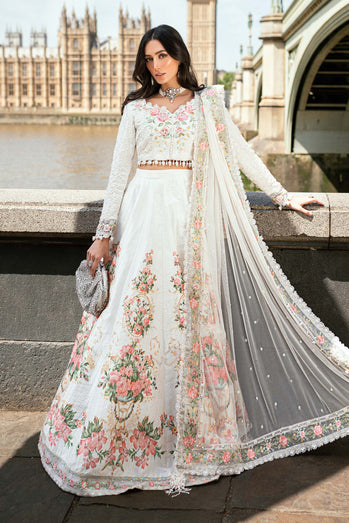 Maria B- Embroidered Raw Silk Suit