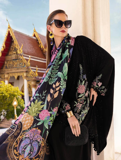 MARIA B- Embroidered Twill Linen Suit MPT-2802-B