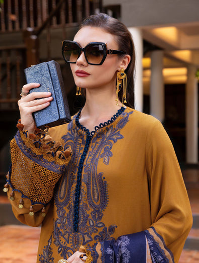 MARIA B- Embroidered Twill Linen Suit MPT-2803-A