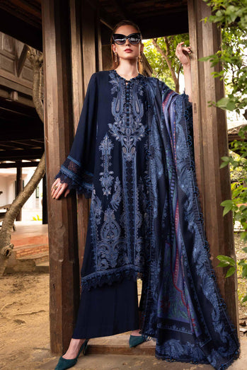 MARIA B- Embroidered Twill Linen Suit MPT-2803-B