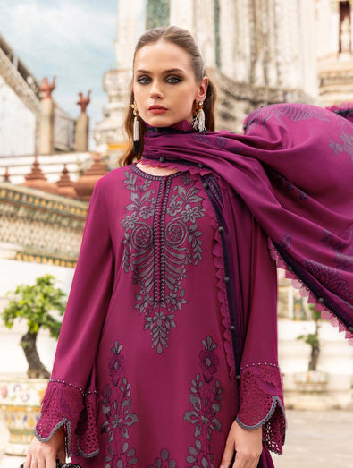MARIA B- Embroidered Twill Linen Suit MPT-2804-B