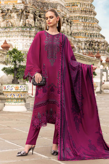 MARIA B- Embroidered Twill Linen Suit MPT-2804-B
