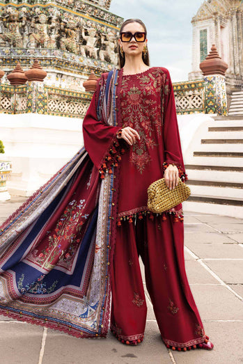 MARIA B- Embroidered Twill Linen Suit MPT-2805-A
