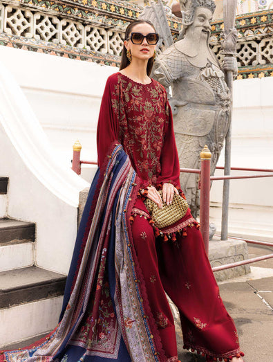 MARIA B- Embroidered Twill Linen Suit MPT-2805-A