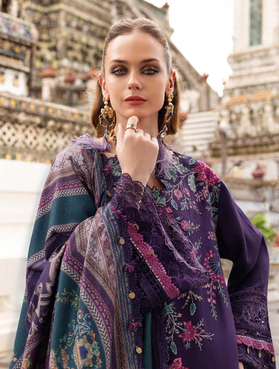 MARIA B- Embroidered Twill Linen Suit MPT-2805-B