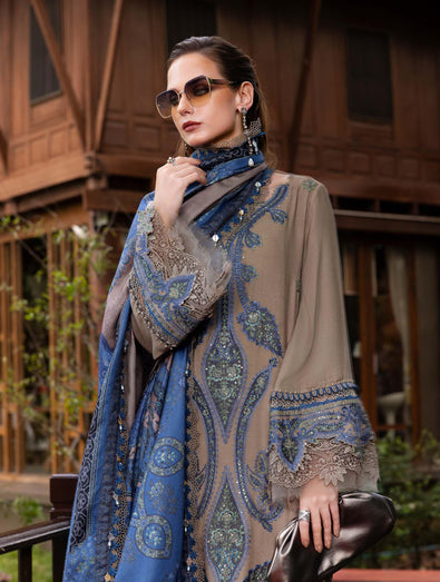 MARIA B- Embroidered Twill Linen Suit MPT-2806-A