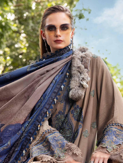 MARIA B- Embroidered Twill Linen Suit MPT-2806-A