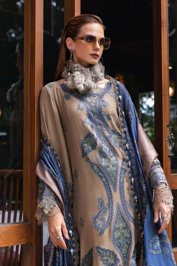 MARIA B- Embroidered Twill Linen Suit MPT-2806-A