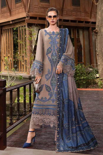 MARIA B- Embroidered Twill Linen Suit MPT-2806-A