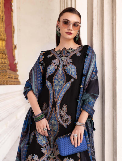 MARIA B- Embroidered Twill Linen Suit MPT-2806-B