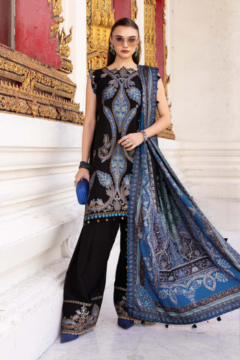 MARIA B- Embroidered Twill Linen Suit MPT-2806-B