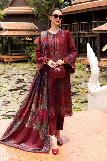 MARIA B- Embroidered Twill Linen Suit MPT-2807-A
