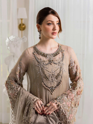 MARIA-B Embroidered Chiffon Suit | MPC-25-107