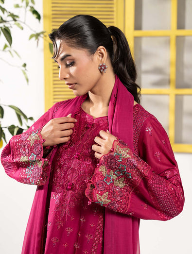 MARIA B - Embroidered Lawn Suit DW-EF26-08-Magenta