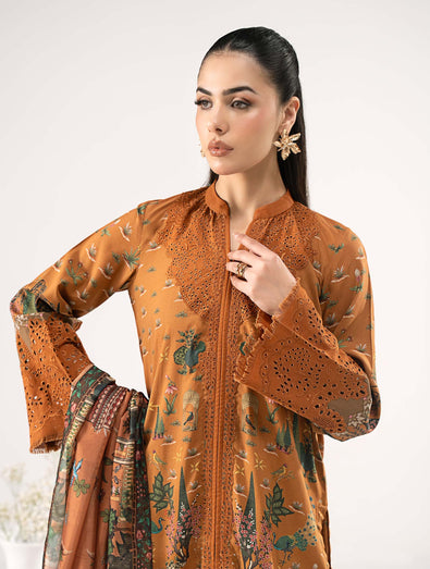 MARIA B - Embroidered Linen Suit DW-W25-59-Mustard