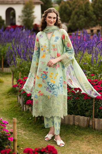 MARIA B - Embroidered Lawn Suit DW-EF26-31-Lime Green