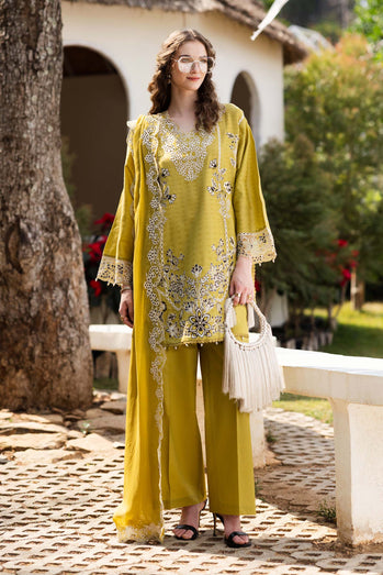 MARIA B - Embroidered Dobby Lawn Suit DW-EF26-104-Mustard