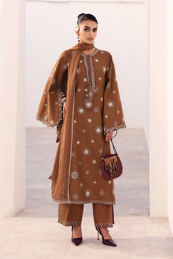 MARIA B - Embroidered Tissue Staple Suit MST-EF26-08-Brown