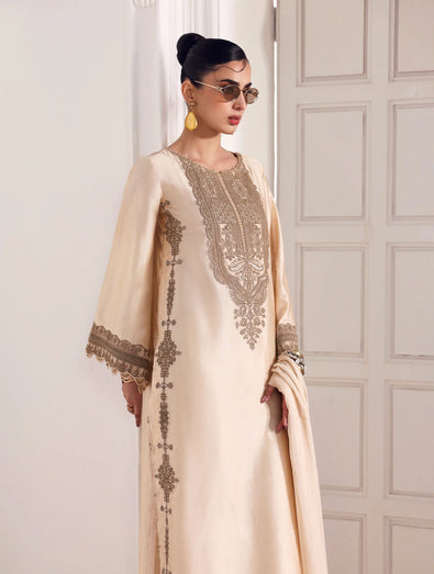 MARIA B - Embroidered Self Tassel Silk Suit MST-EF26-11-Skin