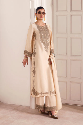 MARIA B - Embroidered Self Tassel Silk Suit MST-EF26-11-Skin
