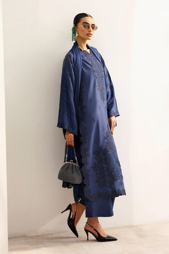 MARIA B - Embroidered Raw Silk Suit MST-EF26-32-Blue