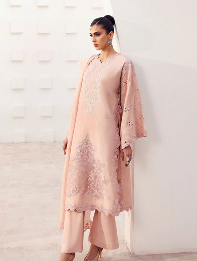 MARIA B - Embroidered Raw Silk Suit MST-EF26-32-Pink