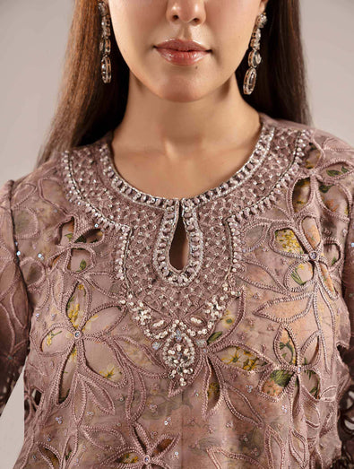 MARIA B - Embroidered Organza Suit SF-EF26-03-Purple