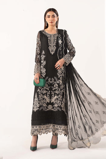 MARIA B - Embroidered Chiffon Suit SF-EF26-14-Black